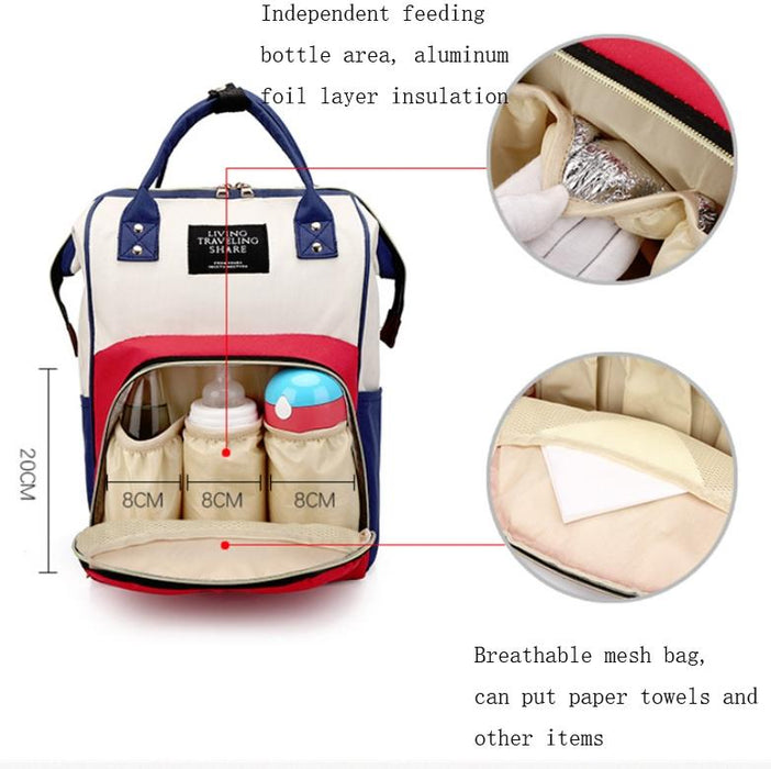 Mummy Bag Large Capacity Multifunctional Backpack Waterproof Baby Bottle Diaper Bag