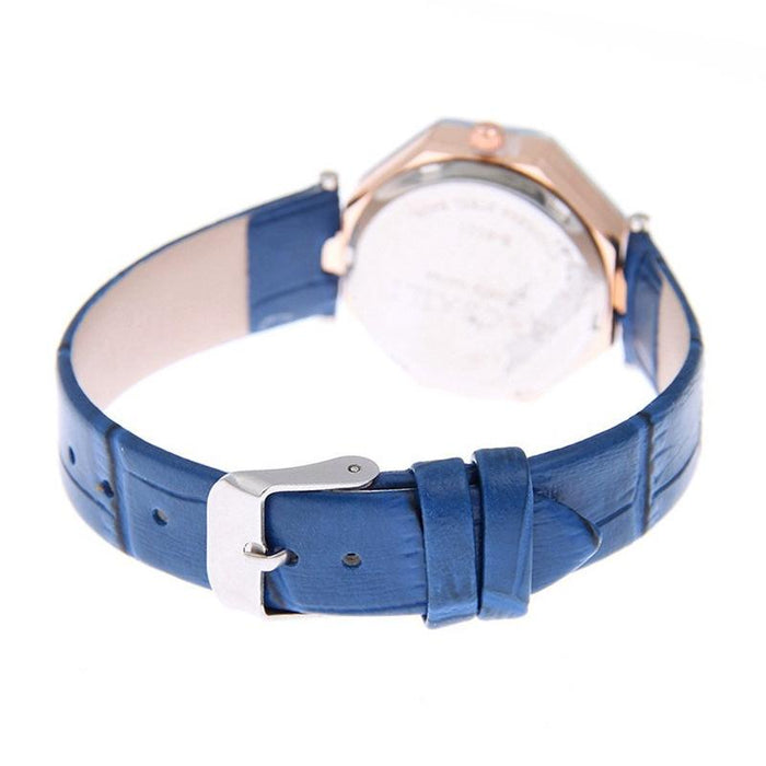 Gem Cut Geometry Crystal Leather Quartz Watch For Women