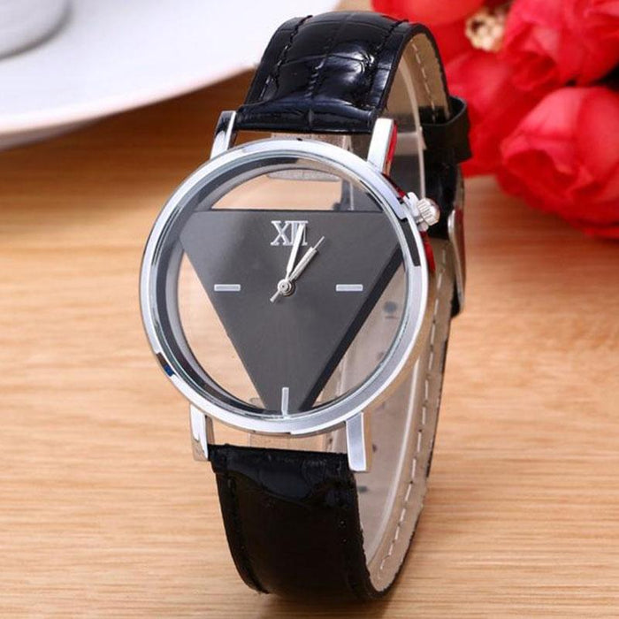 Snake Belt Women Double-Sided Hollow Perspective Triangle Quartz Watch