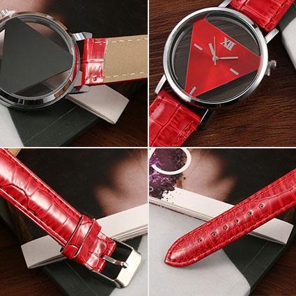 Snake Belt Women Double-Sided Hollow Perspective Triangle Quartz Watch