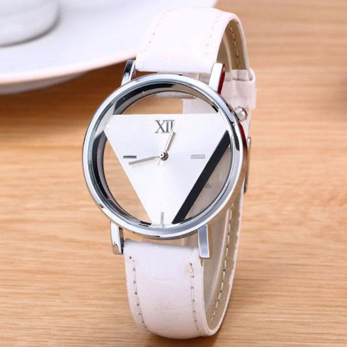 Snake Belt Women Double-Sided Hollow Perspective Triangle Quartz Watch