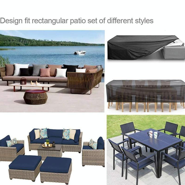 Outdoor Oxford Cloth Furniture Garden Dustproof Waterproof And Uv-Proof Table And Chair Protective Cover - Size 170X94X70Cm Black