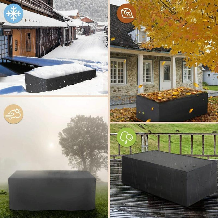 Outdoor Oxford Cloth Furniture Garden Dustproof Waterproof And Uv-Proof Table And Chair Protective Cover - Size 170X94X70Cm Black