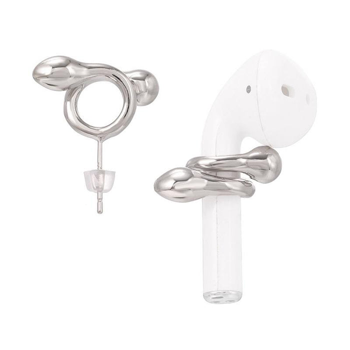 2 Pairs 925 Silver Needle Wireless Earphones Snake-Shaped Embrace Anti-Lost Earrings For Steel Colour