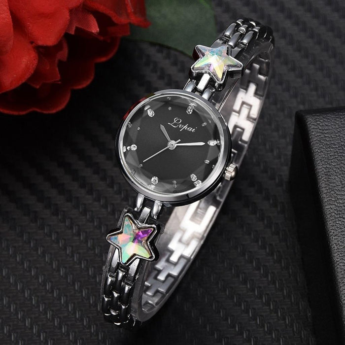 P866 Diamond Five-Pointed Star Bracelet Women Alloy Quartz Watch