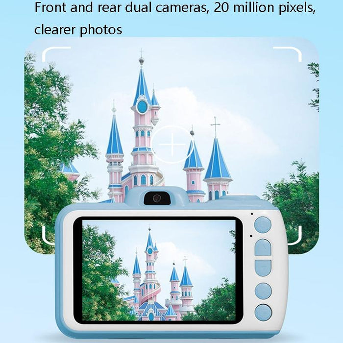 X38 3.5 Inches 4K Smart Digital Children Camera Dual-Camera Hd Screen Automatic Focus Camera Blue