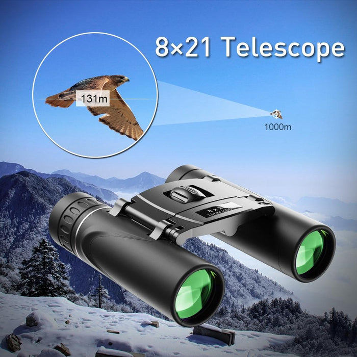 8 X 21 Zoom Binoculars Telephoto 3000M Long Distance Foldable Hd Mini Telescope Black