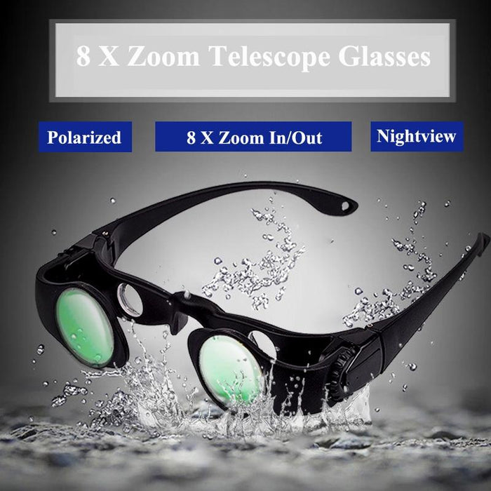 8X Fishing Binoculars Zoomable Telescope Glasses - Red Clip