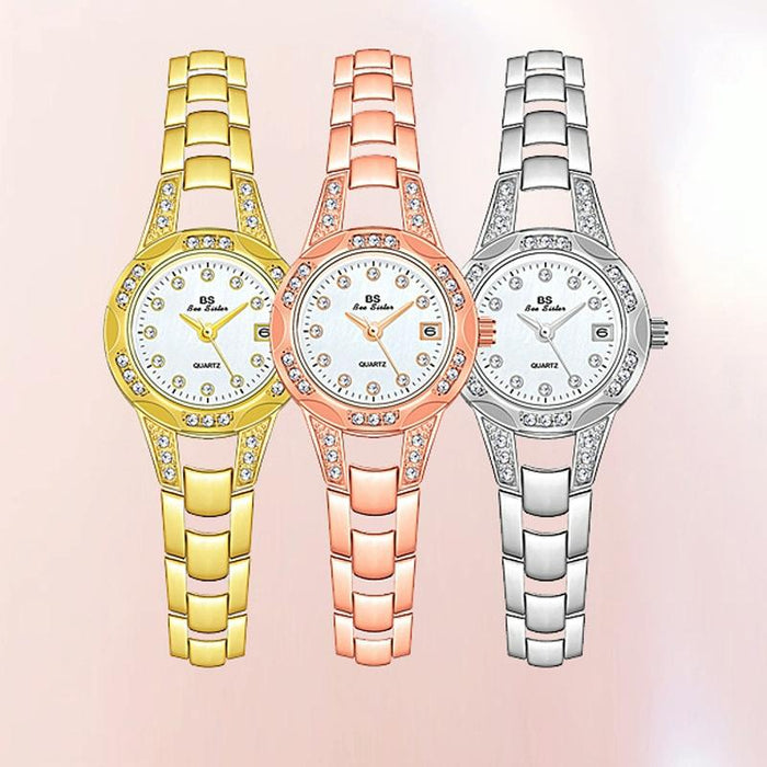 Fa1679 Women Diamond Chain Cute Small Round Watch With Calendar