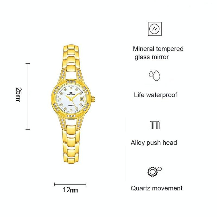 Fa1679 Women Diamond Chain Cute Small Round Watch With Calendar