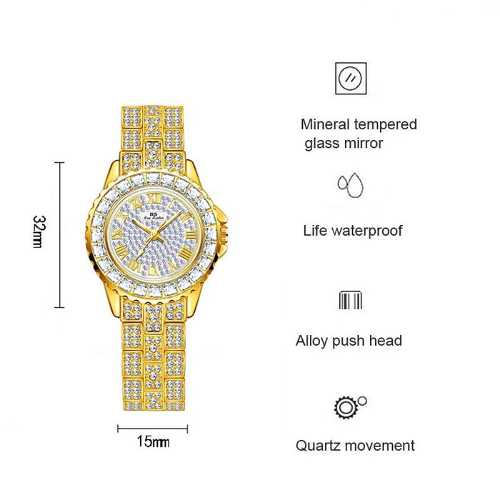 Fa08090 Women Full Diamond Temperament Watch