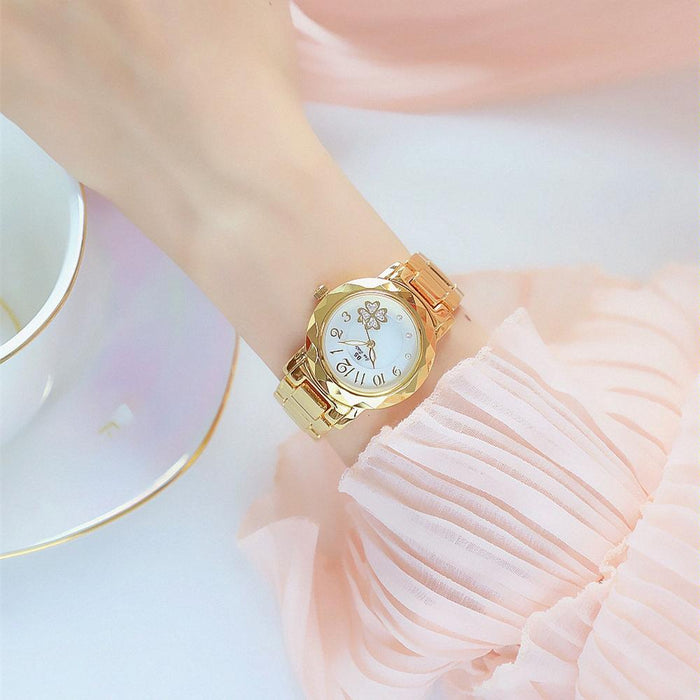 Fa1481 Flower Embellished Women Alloy Wrist Watch