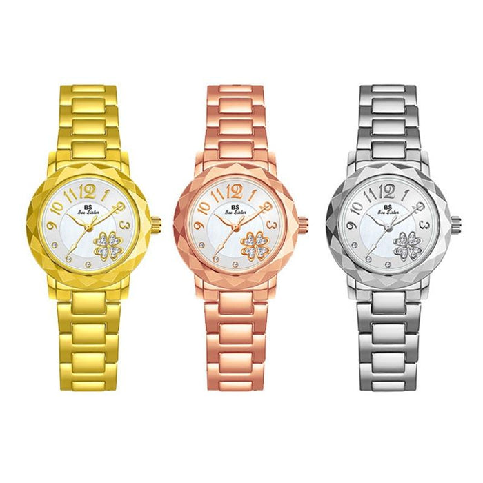 Fa1481 Flower Embellished Women Alloy Wrist Watch