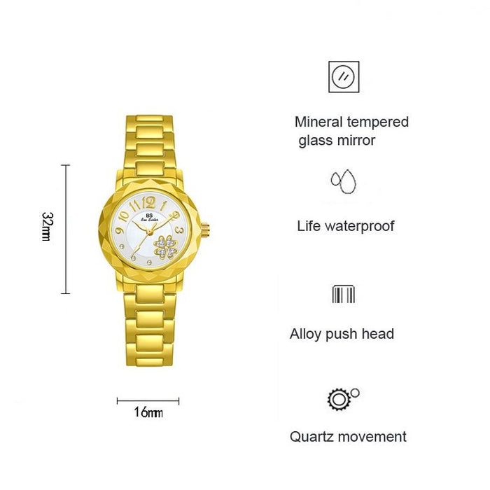 Fa1481 Flower Embellished Women Alloy Wrist Watch