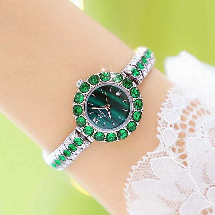 Fa1698 Women Simple Temperament Retro Malachite Texture Small Green Watch