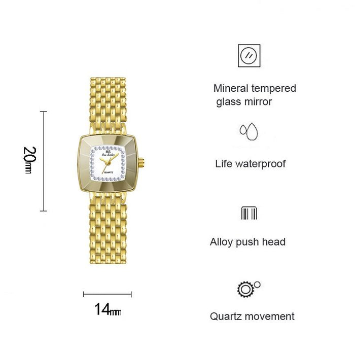 Fa1197 Square Dial Stainless Steel Strap Women Simple Watch