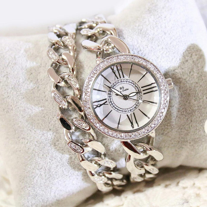 Fa1329 Double Link Niche Roman Numeral Dial Women Watch