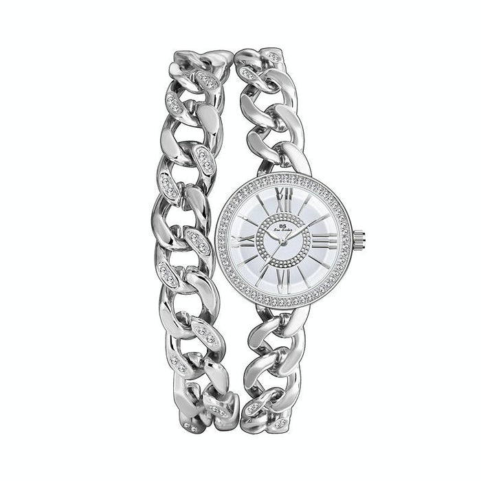 Fa1329 Double Link Niche Roman Numeral Dial Women Watch