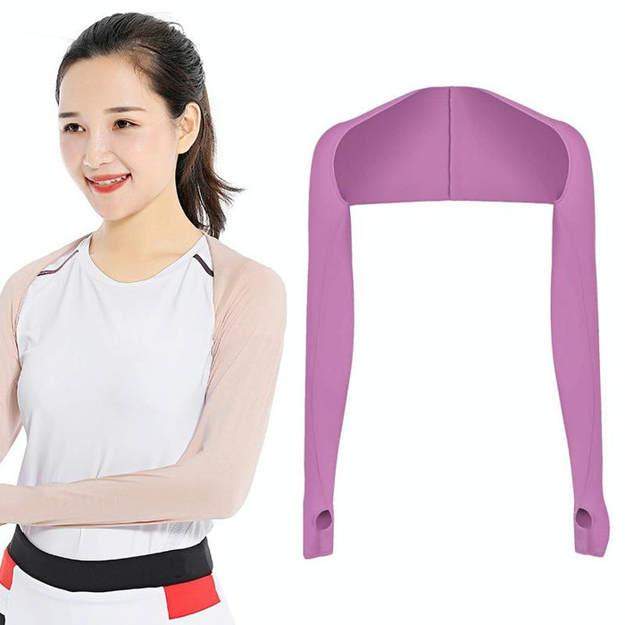 Golf Sunscreen Shawl Sleeves Outdoor Sports Cycling Ice Silk One Word Raglan Sleeves - Size One Code