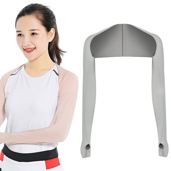 Golf Sunscreen Shawl Sleeves Outdoor Sports Cycling Ice Silk One Word Raglan Sleeves - Size One Code