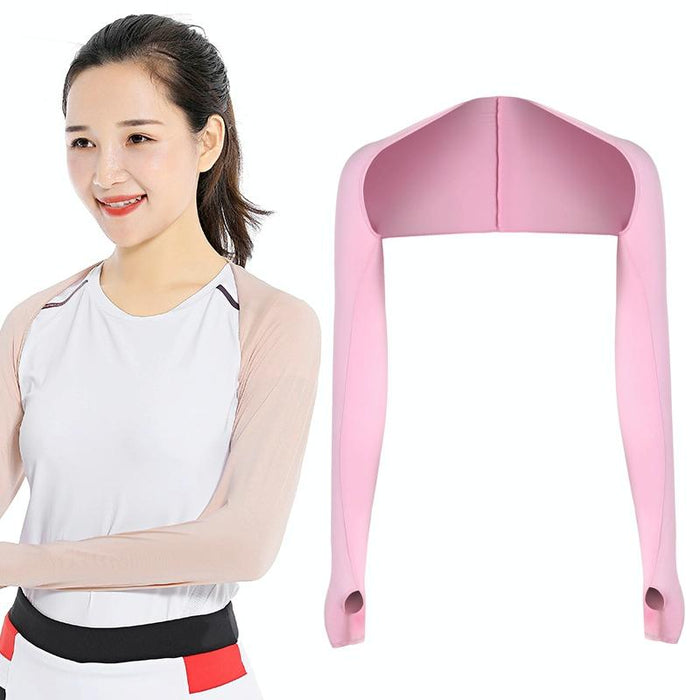 Golf Sunscreen Shawl Sleeves Outdoor Sports Cycling Ice Silk One Word Raglan Sleeves - Size One Code