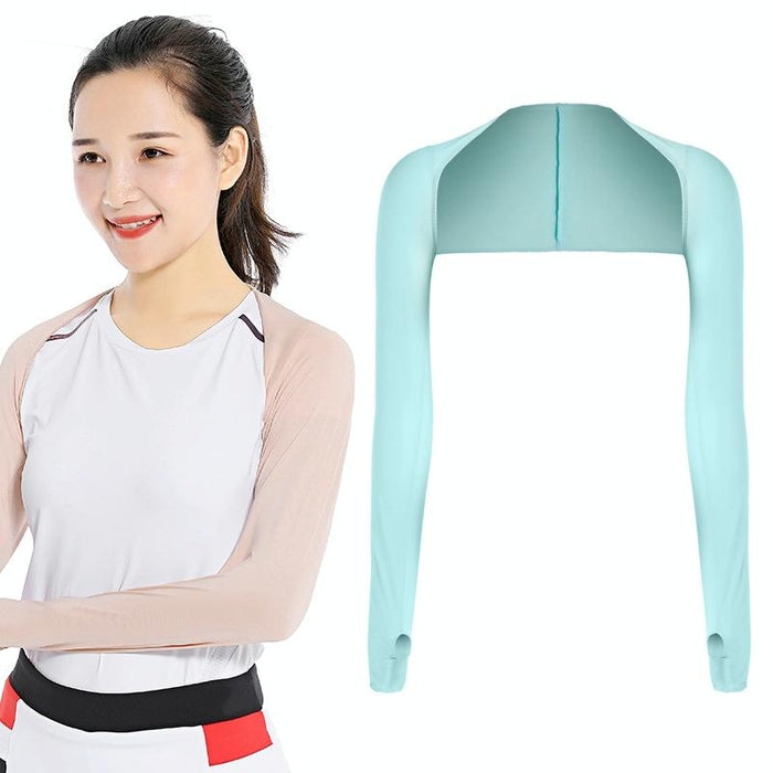 Golf Sunscreen Shawl Sleeves Outdoor Sports Cycling Ice Silk One Word Raglan Sleeves - Size One Code