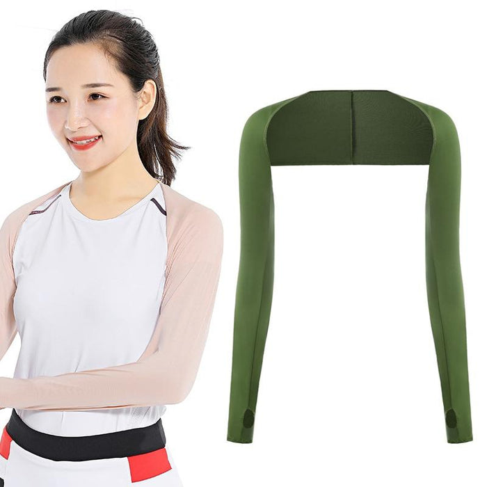 Golf Sunscreen Shawl Sleeves Outdoor Sports Cycling Ice Silk One Word Raglan Sleeves - Size One Code