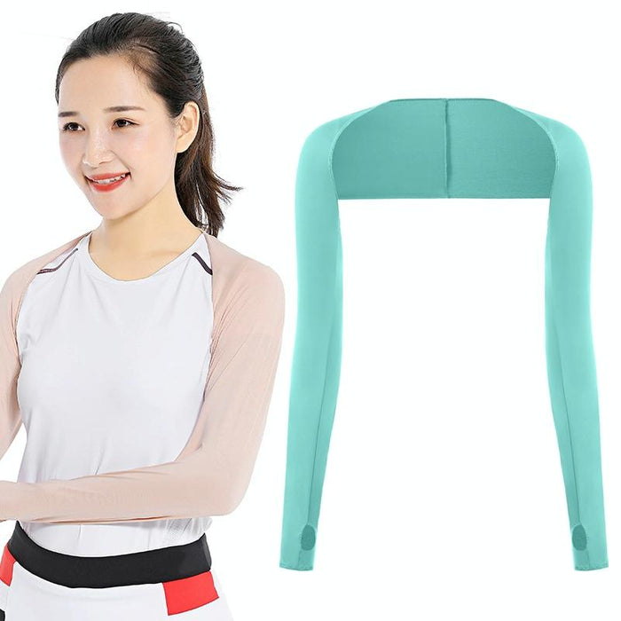 Golf Sunscreen Shawl Sleeves Outdoor Sports Cycling Ice Silk One Word Raglan Sleeves - Size One Code