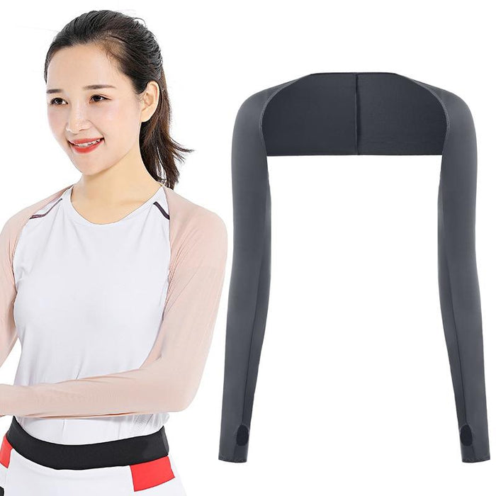 Golf Sunscreen Shawl Sleeves Outdoor Sports Cycling Ice Silk One Word Raglan Sleeves - Size One Code