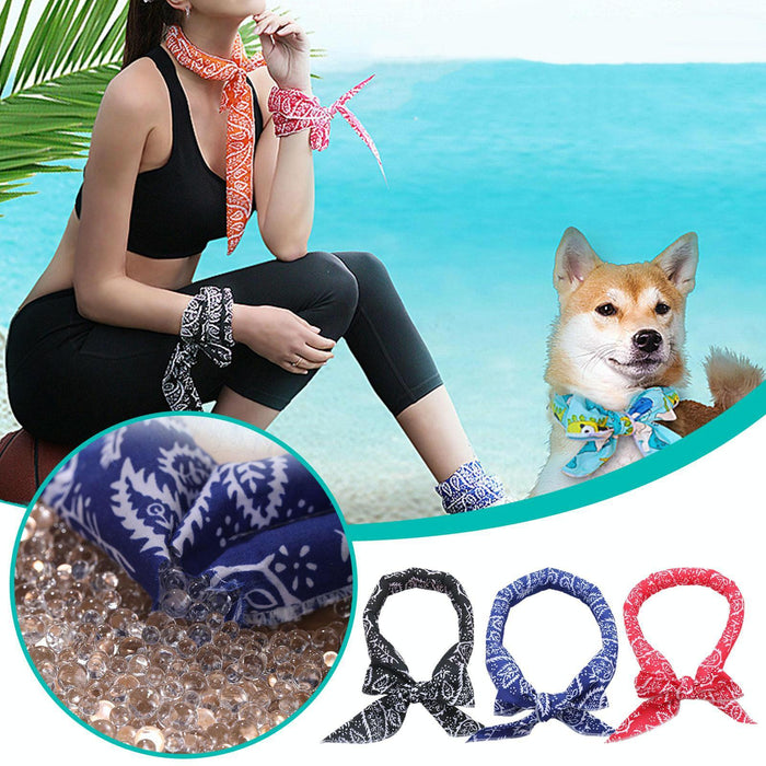 3 Pcs Summer Cooling Bandana Neck Wraps Scarf For Women Men Kids - Blue Bottom Cat