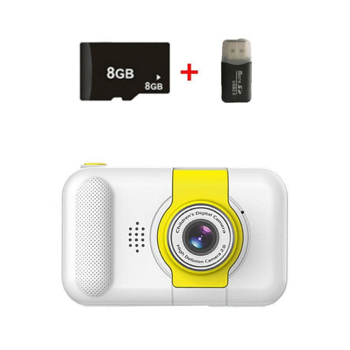 X101 Mini Hd Lens Reversible Child Camera - White & 8G & Card Reader