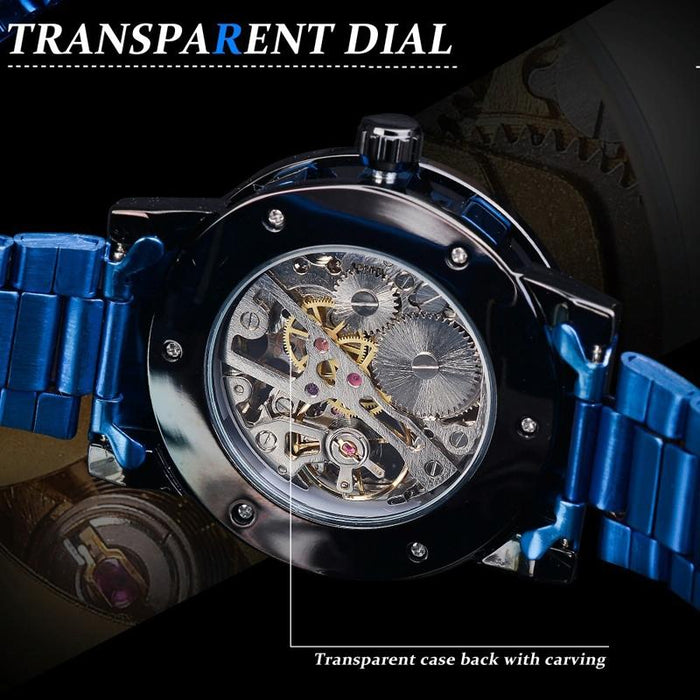 Winner Leisure Skeleton Diamond Luminous Pointer Men Manual Mechanical Watch