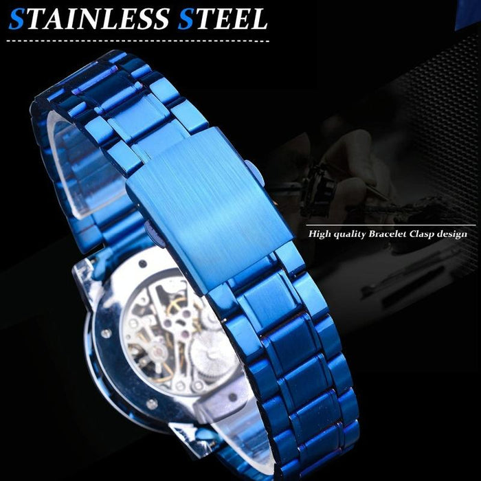 Winner Leisure Skeleton Diamond Luminous Pointer Men Manual Mechanical Watch