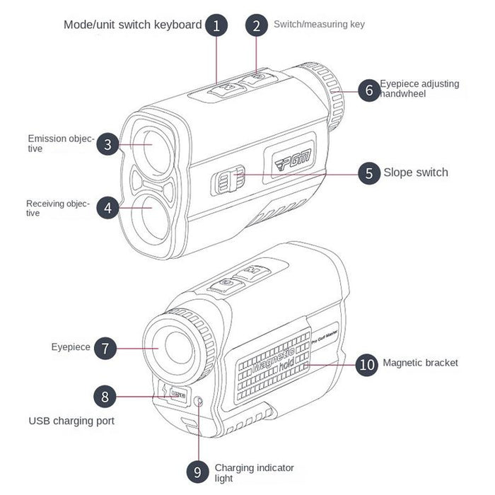 Jq015 Ip54 Waterproof Golf Laser Distance Meter Telescope Measuring Distance 600M White