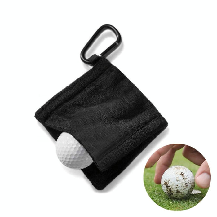 Microfiber Fleece Lining Golf Ball Cleaning Towel With Carabiner Hook Grey