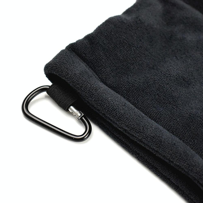 Microfiber Fleece Lining Golf Ball Cleaning Towel With Carabiner Hook Grey