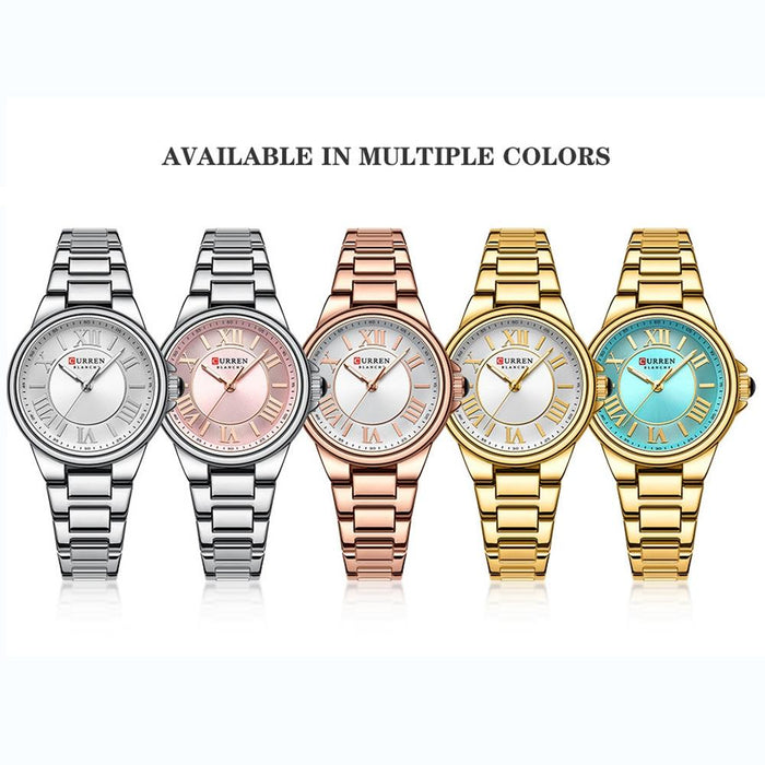 9091 Casual Steel Strap Waterproof Women Watch