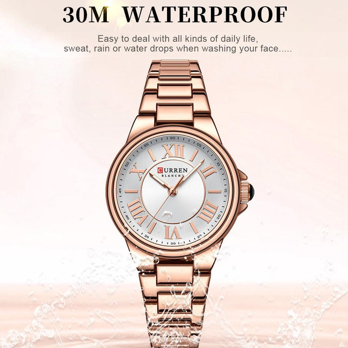 9091 Casual Steel Strap Waterproof Women Watch