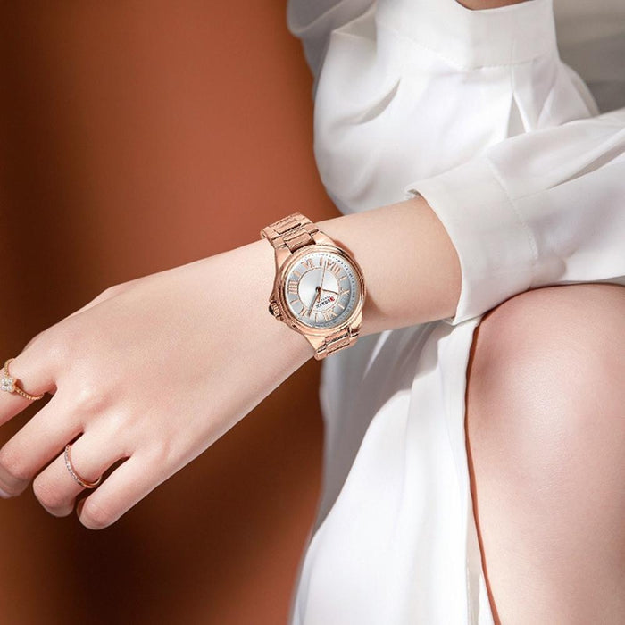 9091 Casual Steel Strap Waterproof Women Watch