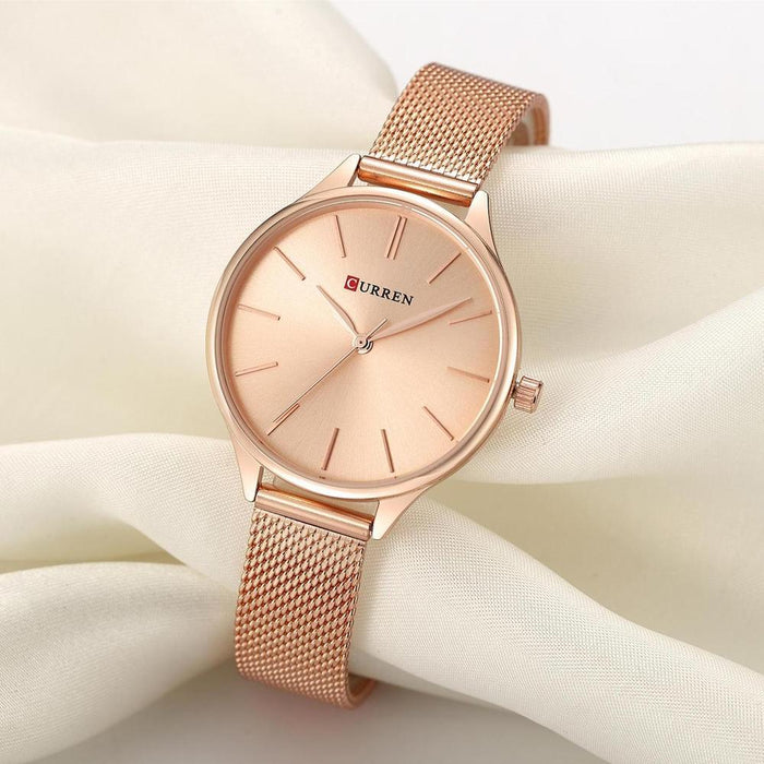 9024 Casual Steel Strap Waterproof Women Quartz Watch