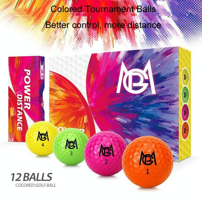 12Pcs /Box Golf Colored Competition Balls Double Layer Practice Balls