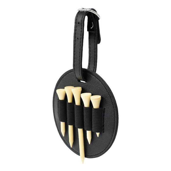 Leather Outdoor Waist Hanging Golf Spike Insert Pocket Storage Bag - Double-Sided Black