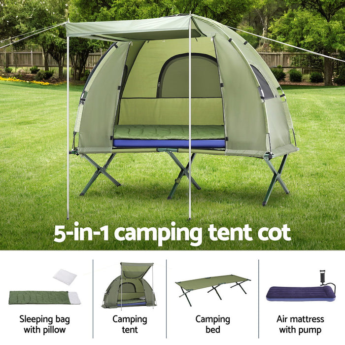 5-In-1 Camping Tent Cot 1-Person Air Mattress Camping Bed