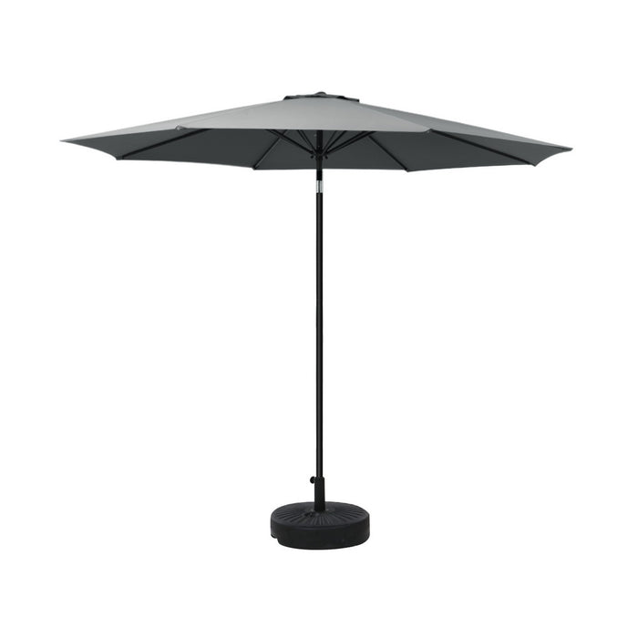 2.7M Outdoor Umbrella W/Base Pole Stand Garden Sun Charcoal