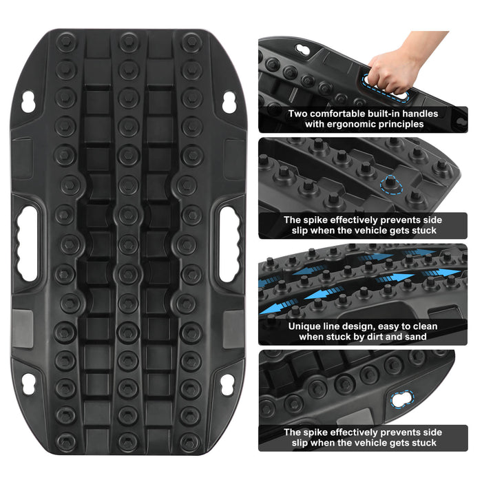 Mini Recovery Tracks Traction Boards Sand Mud Snow 4Wd 4X4 Vehicle 1 Pair Black