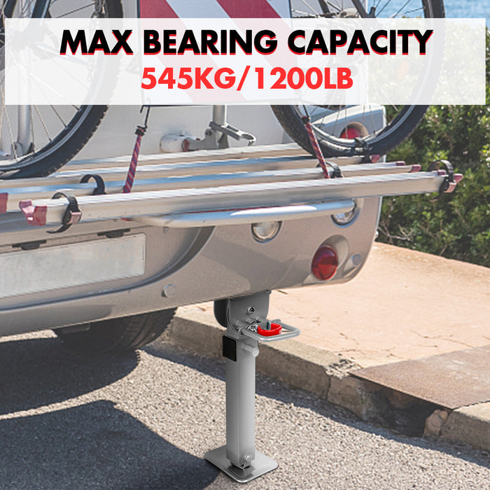 4X 440Mm Drop Down Corner Legs Steadies Handle Steel Foot Caravan Trailer Silver