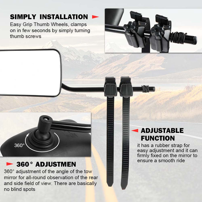 Towing Mirrors Clip On Multi Fit Clamp On Towing Caravan 4X4 Trailer 4Wd 10 Pairs