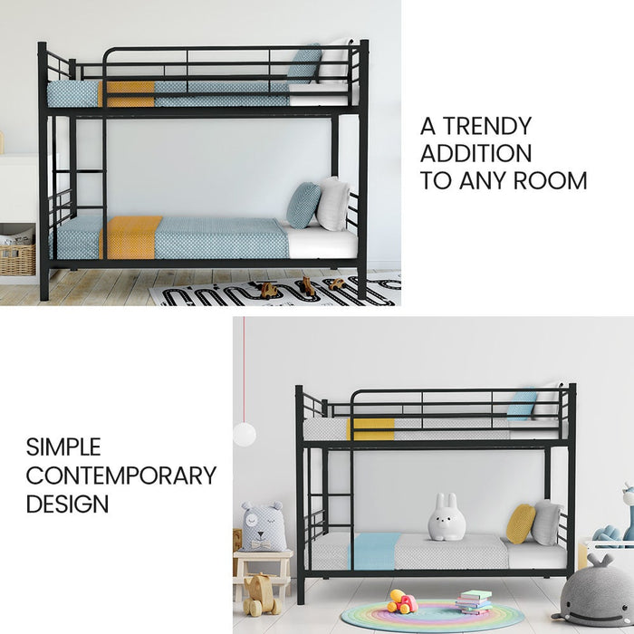 2In1 King Single Metal Bunk Bed Frame With Modular Design Dark Matte Grey