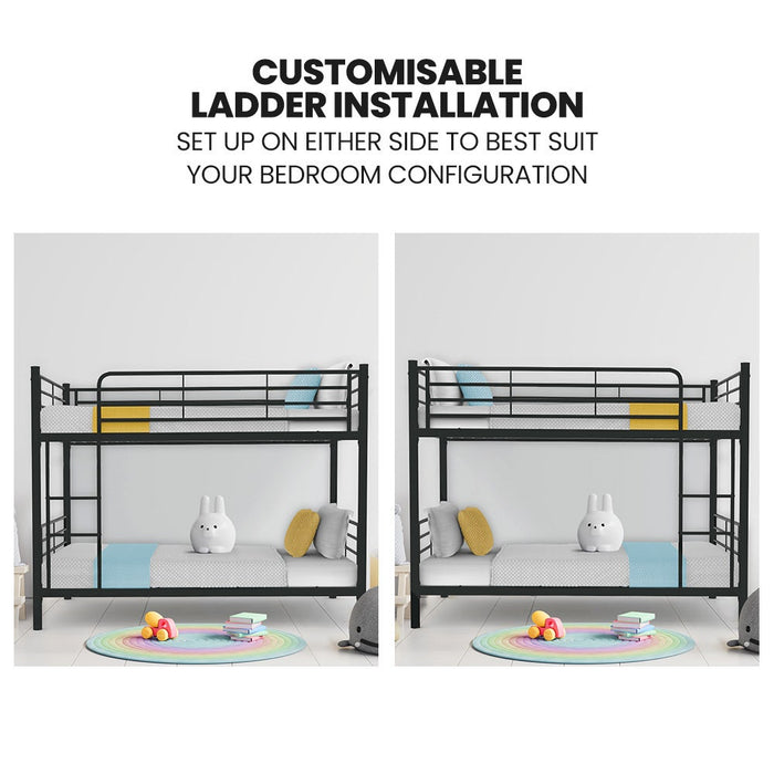 2In1 King Single Metal Bunk Bed Frame With Modular Design Dark Matte Grey