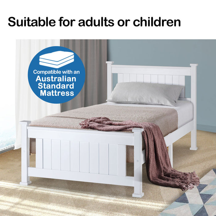 Single Wooden Bed Frame Bedroom Furniture For Kids And Adults